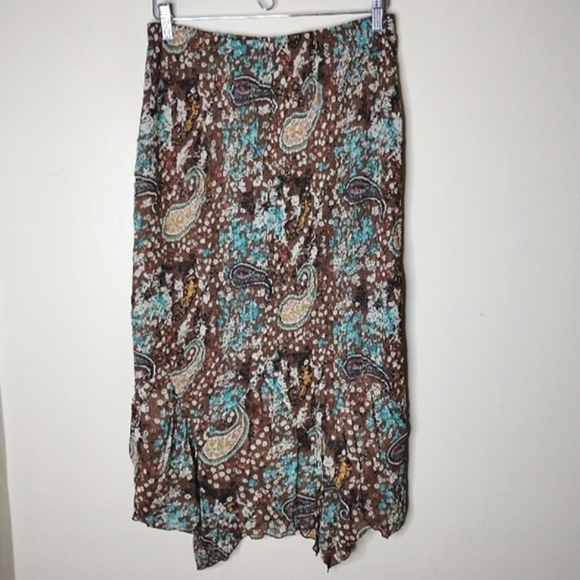 Cocoon Bay 2pc Set M Paisley Crinkle Top & Asym Midi Skirt Boho Lagenlook - Picture 7 of 10